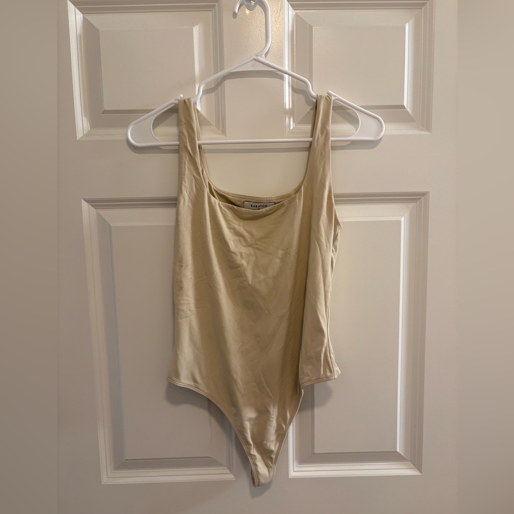 Babaton Cream Sleeveless Fitted Bodysuit